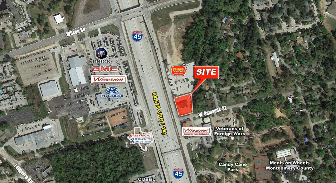 Aerial map showing the site on Interstate 45 at W Semands St
